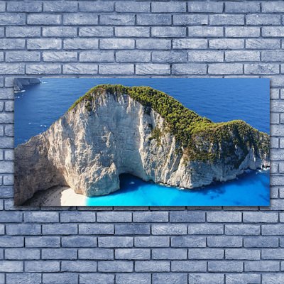 Canvas print Rocky sea landscape grey green blue