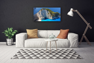 Canvas print Rocky sea landscape grey green blue