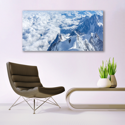 Canvas print Mountains landscape grey white