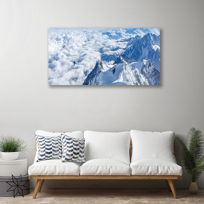 Canvas print Mountains landscape grey white