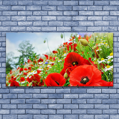 Canvas print Flowers nature red green