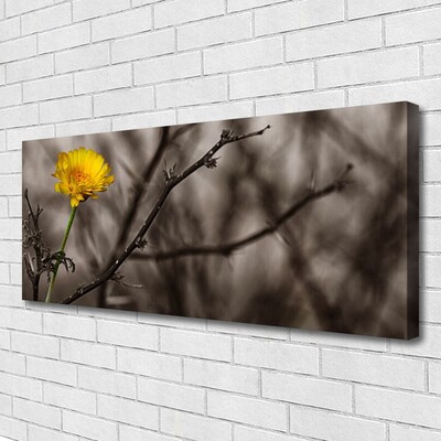 Canvas print Branch flower floral grey yellow