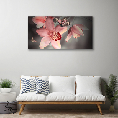 Canvas print Flowers floral pink grey