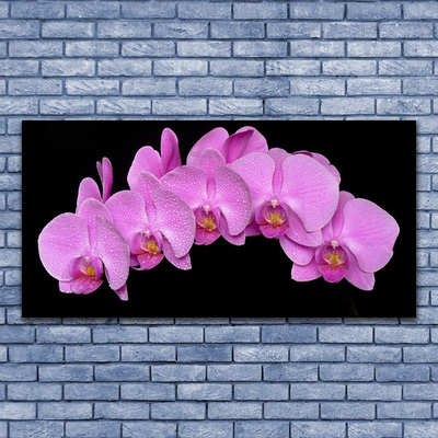 Canvas print Flowers floral pink black