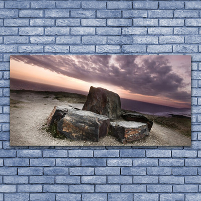 Canvas print Rock landscape grey pink