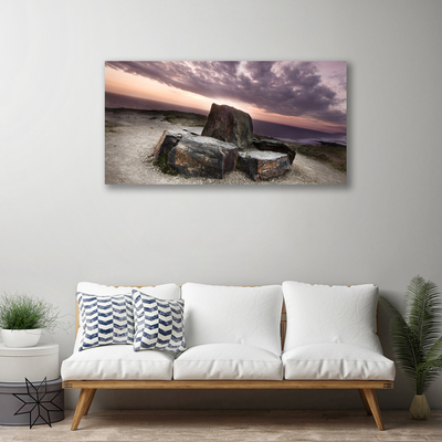 Canvas print Rock landscape grey pink