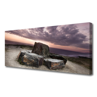 Canvas print Rock landscape grey pink