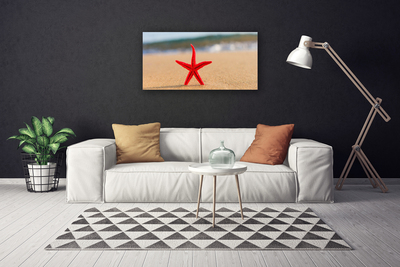 Canvas print Beach starfish art red