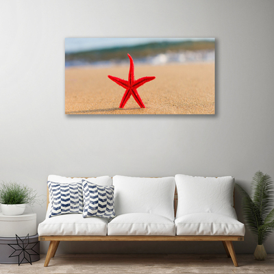 Canvas print Beach starfish art red