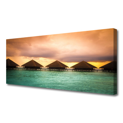 Canvas print Sea architecture pink blue