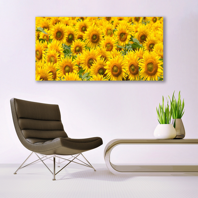 Canvas print Sunflowers floral yellow brown green