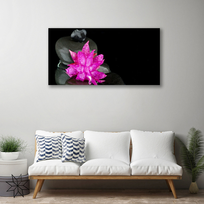 Canvas print Flower stones floral pink grey