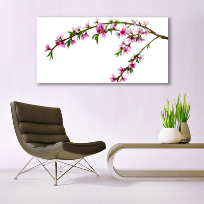 Canvas print Branch flowers nature pink purple green brown