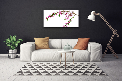 Canvas print Branch flowers nature pink purple green brown