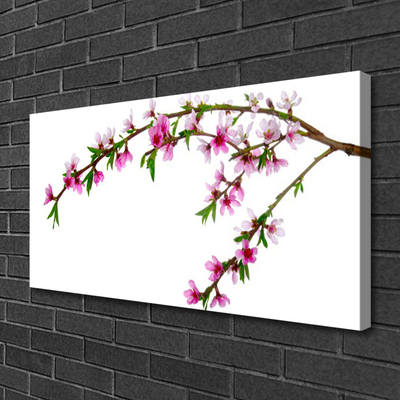 Canvas print Branch flowers nature pink purple green brown