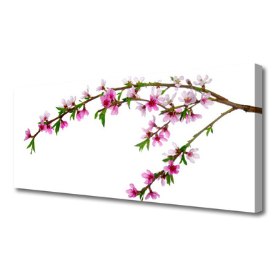 Canvas print Branch flowers nature pink purple green brown