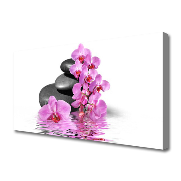 Canvas print Flower stones floral pink grey