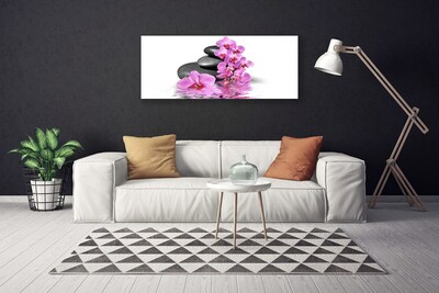 Canvas print Flower stones floral pink grey