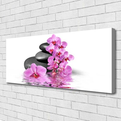 Canvas print Flower stones floral pink grey