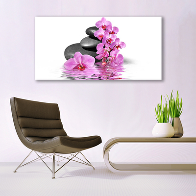 Canvas print Flower stones floral pink grey