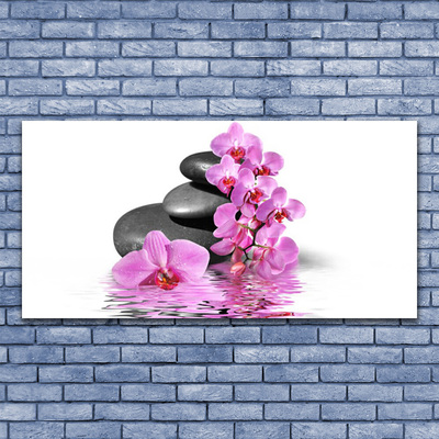 Canvas print Flower stones floral pink grey