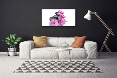 Canvas print Flower stones floral pink grey