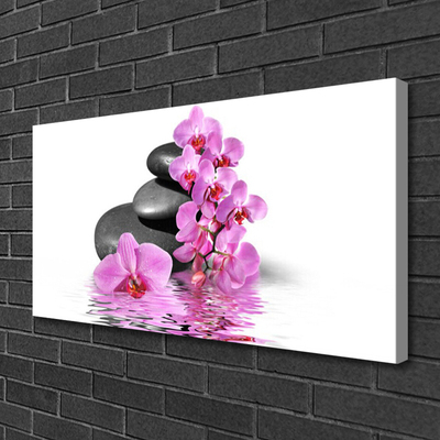 Canvas print Flower stones floral pink grey