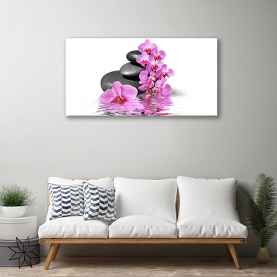 Canvas print Flower stones floral pink grey