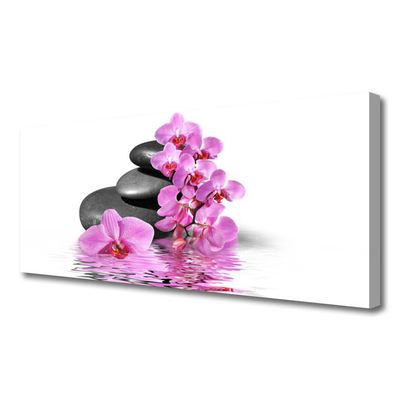 Canvas print Flower stones floral pink grey