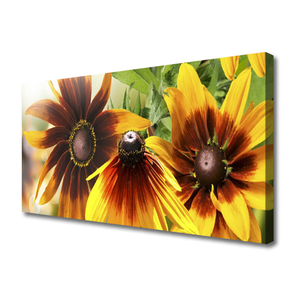 Canvas print Flowers floral brown yellow