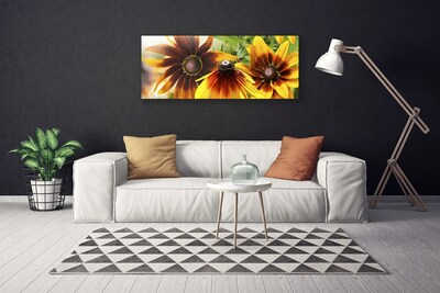 Canvas print Flowers floral brown yellow