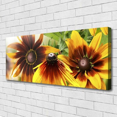 Canvas print Flowers floral brown yellow