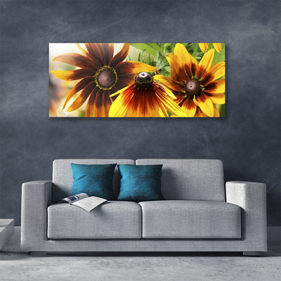 Canvas print Flowers floral brown yellow