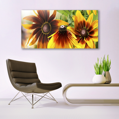 Canvas print Flowers floral brown yellow