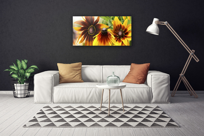 Canvas print Flowers floral brown yellow