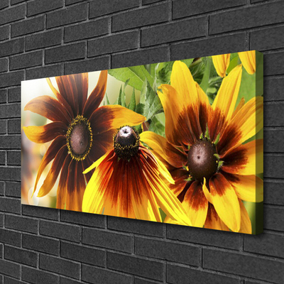 Canvas print Flowers floral brown yellow