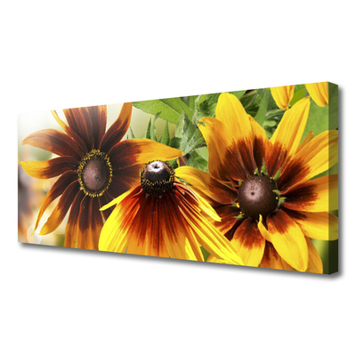 Canvas print Flowers floral brown yellow