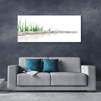 Canvas print Stones grass art grey green