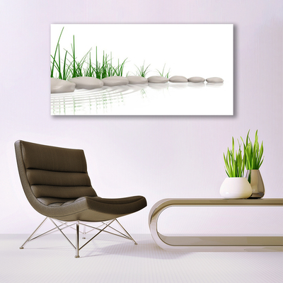 Canvas print Stones grass art grey green