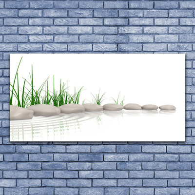 Canvas print Stones grass art grey green