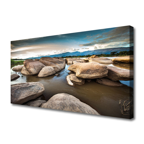 Canvas print Rock landscape grey