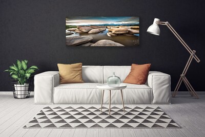 Canvas print Rock landscape grey