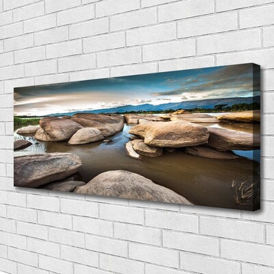 Canvas print Rock landscape grey