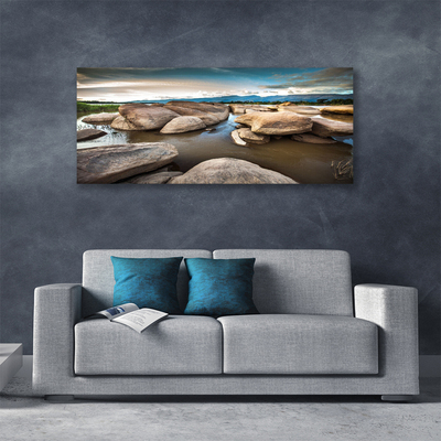 Canvas print Rock landscape grey