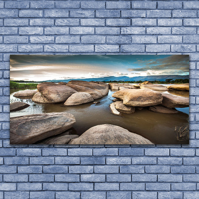 Canvas print Rock landscape grey