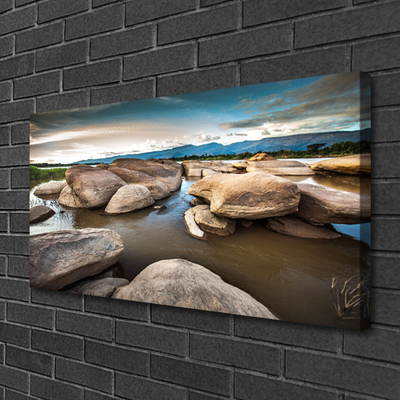 Canvas print Rock landscape grey