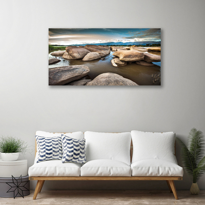 Canvas print Rock landscape grey