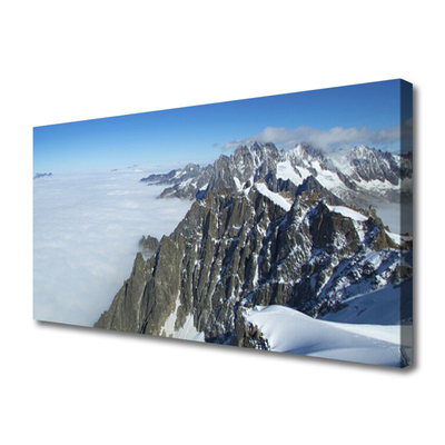 Canvas print Mountain fog landscape grey white