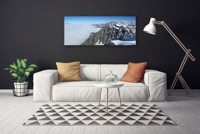 Canvas print Mountain fog landscape grey white