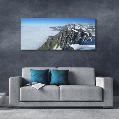 Canvas print Mountain fog landscape grey white